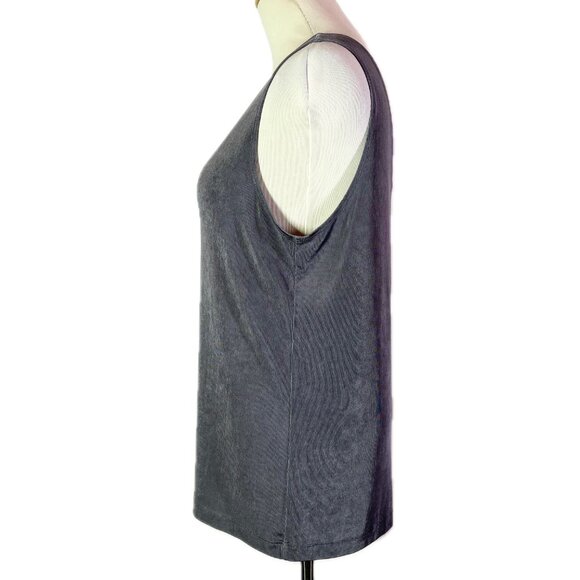 Chico's Travelers Size 2 (L) Slinky Knit Tank Top Scoop Neck Silvery Grey - Picture 4 of 7